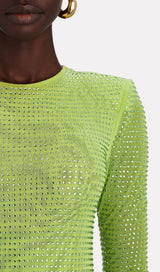 CRYSTAL EMBELLISHED MIDI DRESS IN YELLOW styleofcb