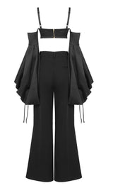 BUBBLE SLEEVE TWO PIECE SUIT IN BLACK Suits styleofcb