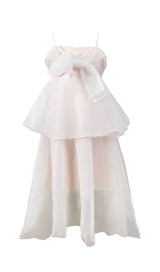 SUSPENDER BOW STRAPLESS SEERSUCKER DRESS IN WHITE styleofcb