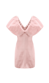 PLUSH SHAWL WARM AND SKINNY MINI DRESS IN PINK styleofcb