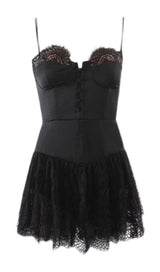 SLEEVELESS LACE MINI DRESS styleofcb S BLACK