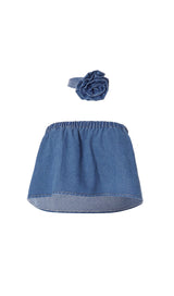 STRAPLESS DENIM TOP WITH CHOKER Tops Oh CICI