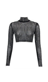 CRYSTAL CROP TOP IN BLACK styleofcb