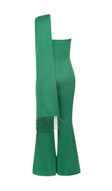 SATIN STRAP JUMPSUIT IN GREEN styleofcb