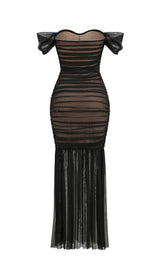 OFF SHOULDER MESH RUCHED MAXI DRESS Dresses Oh CICI