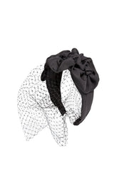 TRIPLE ROSETTE WITH VEIL IN BLACK styleofcb