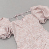 PUFF SLEEVE SPLIT MIDI DRESS IN PINK styleofcb