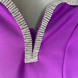 BANDAGE TWO PIECE DIAMOND ENCRUSTED RUFFLE SEXY MINI DRESS IN PURPLE styleofcb