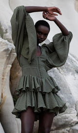 PLUNGED DRAPED MINI DRESS Dresses styleofcb