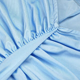 DROPPED WAIST RUCHED MAXI DRESS IN BLUE DRESS styleofcb