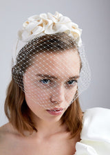 TRIPLE ROSETTE WITH VEIL IN CREAM styleofcb