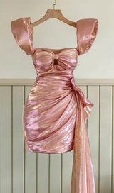DAZZLING IRREGULAR SEXY PLEATED MINI DRESS IN PINK styleofcb