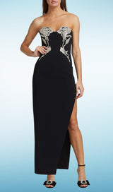 CRYSTAL FLOWER MAXI DRESS IN BLACK Dresses styleofcb