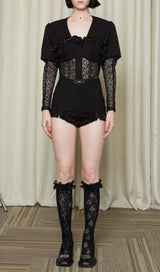 MESH CORSET TWO PIECES SUIT IN BLACK styleofcb
