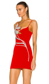 CRYSTAL FLOWER BANDAGE MINI DRESS Dresses styleofcb