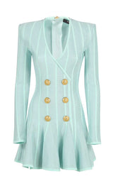 BUTTON-EMBELLISHED MESH MINI DRESS IN MINT DRESS STYLE OF CB