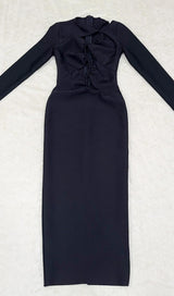 LONG SLEEVES CUT OUT MIDI DRESS IN BLACK styleofcb
