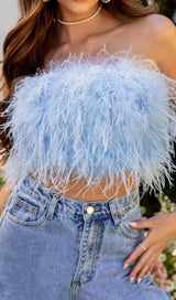 STRAPLESS FEATHER TOP Shirts & Tops styleofcb