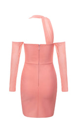 BANDAGE MESH IRREGULAR STRAPS MINI DRESS IN PINK styleofcb