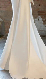 IRREGULAR NECKLINE RIBBON MAXI DRESS IN WHITE styleofcb