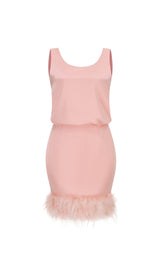 SATIN MATCHING SET MINI DRESS IN PINK DIAMOND styleofcb