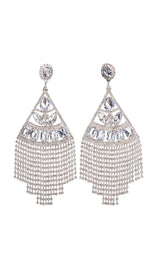 GOLD STATEMENT CRYSTAL DROP TASSEL EARRINGS JEWELLERY styleofcb