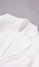 WHITE FEATHER LONG SLEEVE BLAZER MINI DRESS styleofcb