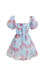 FLORAL CORSET MINI DRESS IN BLUE DRESS STYLE OF CB