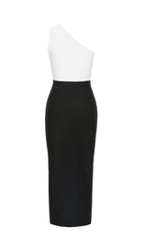 BANDAGE ONE-SHOULDER THIGH SLIT DRESS IN WHITE styleofcb
