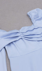 BOWKNOT BUBBLE SLEEVE DRESS IN BABY BLUE styleofcb