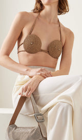 RHINESTONE EMBELLISHED SILK BRA TOP IN GOLD TOPS & SKIRTS styleofcb