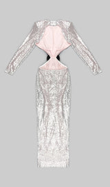 SEQUINN CUTOUT MAXI DRESS IN METALLIC DRESS styleofcb