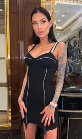 BANDAGE WITH DIAMONDS SEXY HALTER MINI DRESS IN BLACK styleofcb