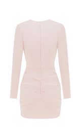 PLEATED SLIM-FIT DRESS IN NUDE PINK styleofcb