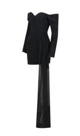 OFF SHOULDER STRAP MINI DRESS IN BLACK styleofcb