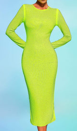 CRYSTAL EMBELLISHED MIDI DRESS IN YELLOW styleofcb