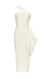 LEAF EMBROIDERY MIDI DRESS IN WHITE styleofcb