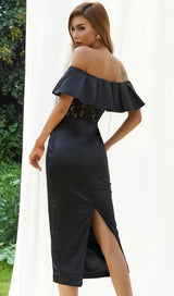 OFF SHOULDER LACE MIDI DRESS DRESSES styleofcb