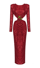 SEQUIN CUTOUT BACKLESS MAXI DRESS IN RED DREESES styleofcb