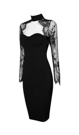 BLACK LACE STITCHED CHEST HOLLOW DRESS styleofcb