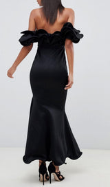 THREE-DIMENSIONAL CURLY BANDEAU DRESS IN BLACK styleofcb