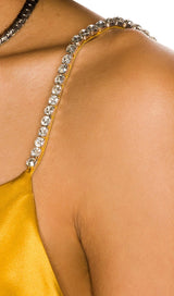 BANDAGE RUCHED MIDI DRESS IN GOLD Dresses styleofcb