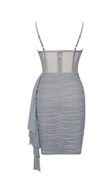 YOLIE GREY RUCHED DRAPING MESH CORSET DRESS Dresses styleofcb