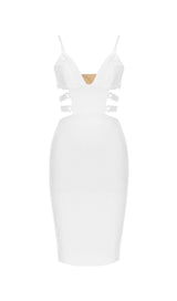 BANDAGE STRAPPY WAIST-TIGHTENING MIDI DRESS IN WHITE styleofcb