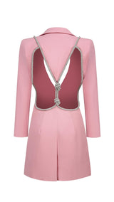 LONG SLEEVES V NECK MINI DRESS IN PINK styleofcb