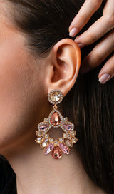 PINK CRYSTAL CHANDELIER DROP EARRINGS JEWELLERY styleofcb