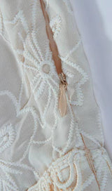 LACE V-NECK MIDI DRESS IN WHITE DRESS STYLE OF CB