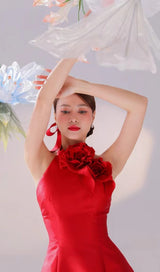 ROSE EMBELLISHED SATIN MINI DRESS IN RED DRESS styleofcb