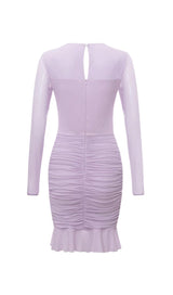 IRREGULAR CUT FISH BONE LOTUS LEAF FOLD DRESS IN MAUVE styleofcb