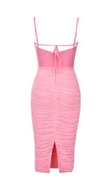 MESH CORSET MIDI DRESS IN PINK styleofcb